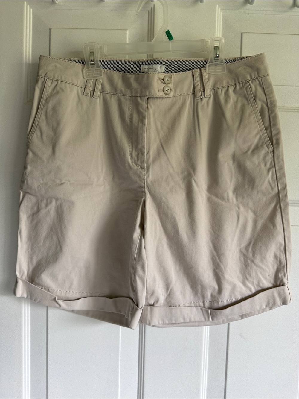 J. Jill Neutral Khaki Cuffed Bermuda Shorts